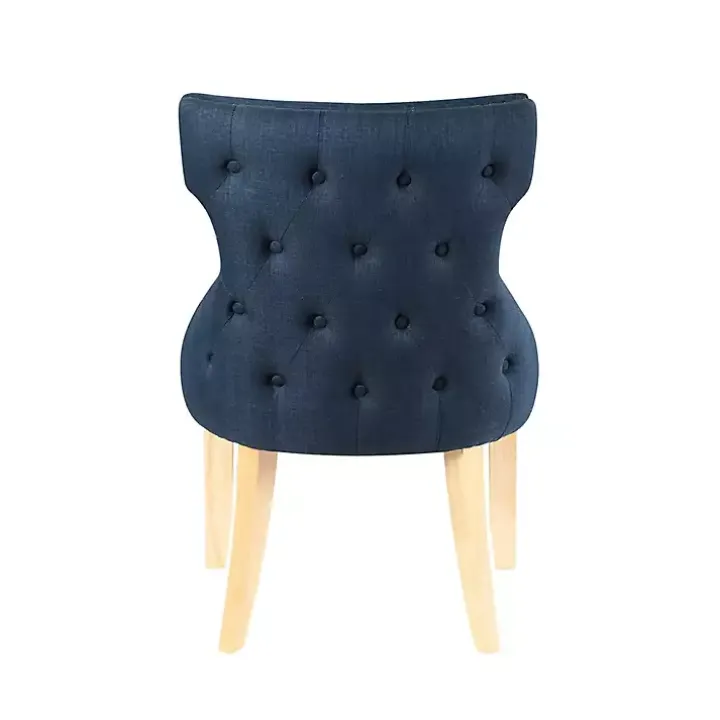 Blue Upholstered Wingback Dining Chairs, Set of 2