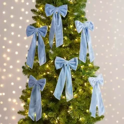 Blue Velvet Bow 6-pc. Ornament Set, 12 in.