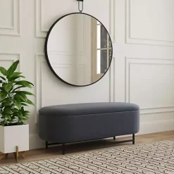 Blue Velvet Metal Storage Bench