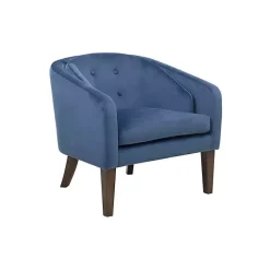 Blue Velvet Tufted Midcentury Modern Accent Chair