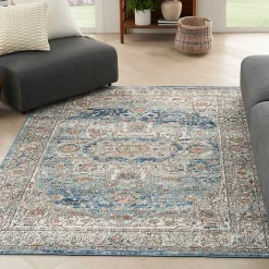 Blue Vintage Raj Area Rug, 5x7