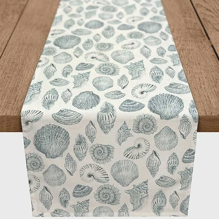 Blue Vintage Seashells Table Runner, 72 in.