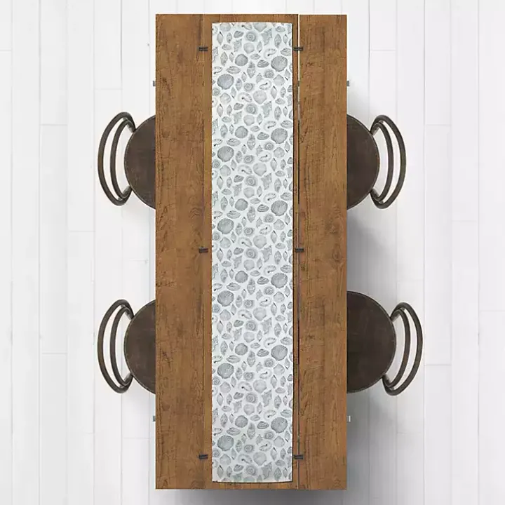 Blue Vintage Seashells Table Runner, 90 in.