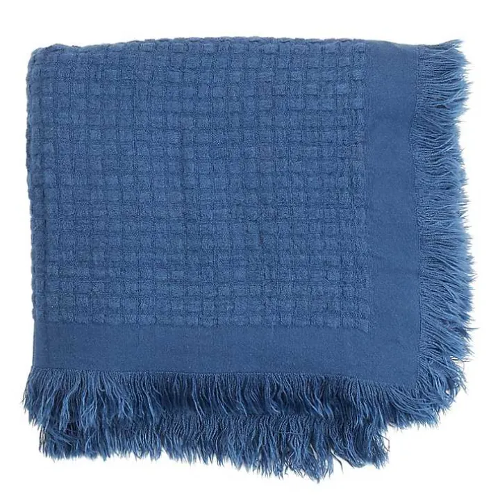 Blue Waffle Weave Throw Blanket