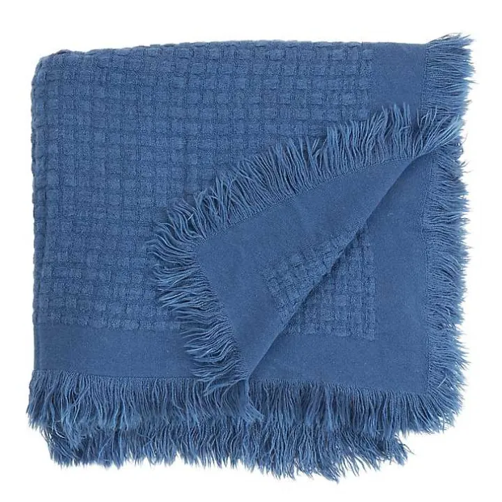 Blue Waffle Weave Throw Blanket