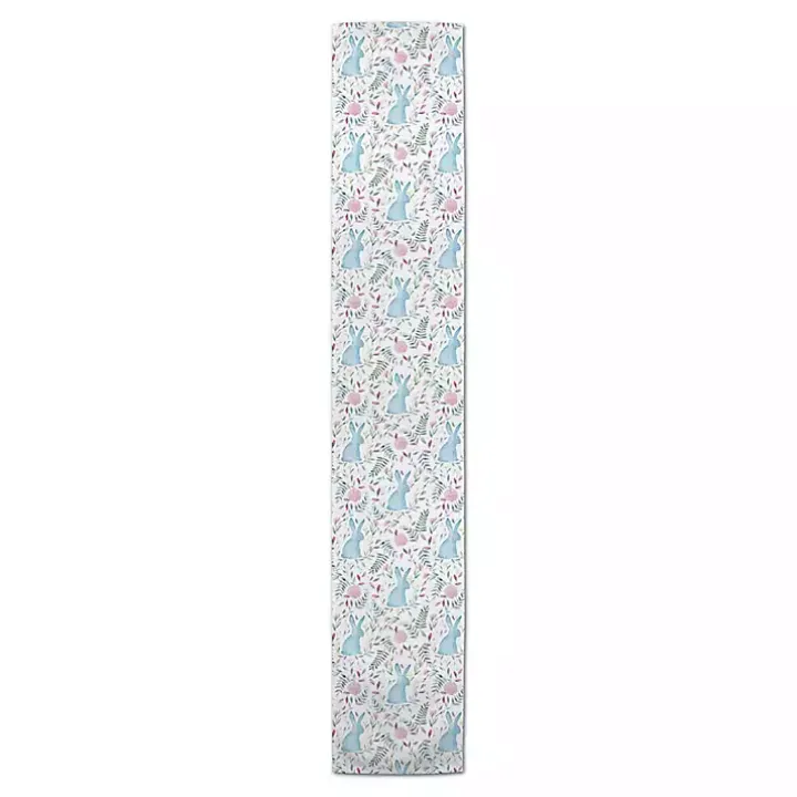 Blue Watercolor Rabbit Table Runner, 72 in.