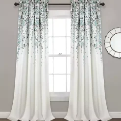 Blue Weeping Flower Curtain Panel Set, 95 in.