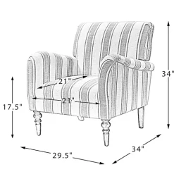 Blue White Carved Slope Stripe Accent Chair