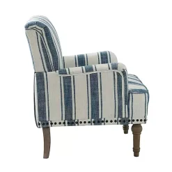 Blue White Stripe Upholstered Accent Chair