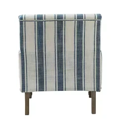 Blue White Stripe Upholstered Accent Chair