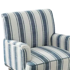 Blue White Stripe Upholstered Accent Chair