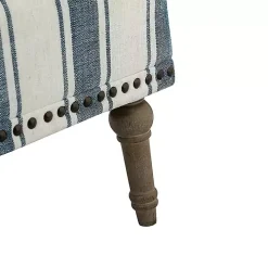 Blue White Stripe Upholstered Accent Chair