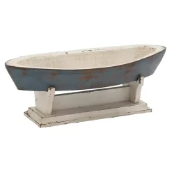 Blue Wood Boat Sculpture