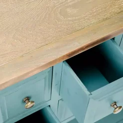 Blue Wood 2-Door Storage Console Table