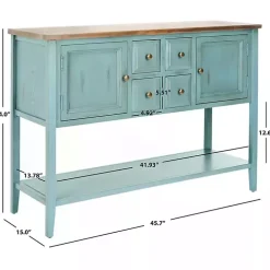 Blue Wood 2-Door Storage Console Table