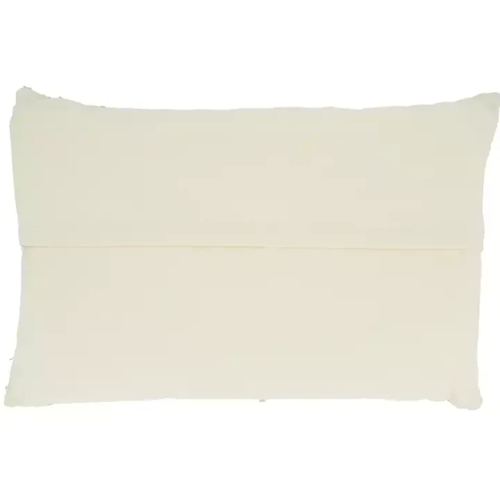 Blue Woven Line Cotton Lumbar Pillow