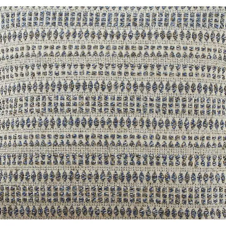 Blue Woven Line Cotton Lumbar Pillow