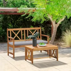 Blue X-Back Acacia Wood 2-pc. Outdoor Living Set