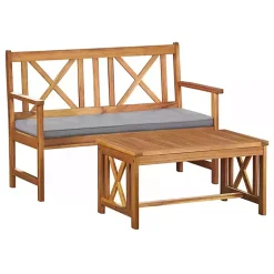 Blue X-Back Acacia Wood 2-pc. Outdoor Living Set