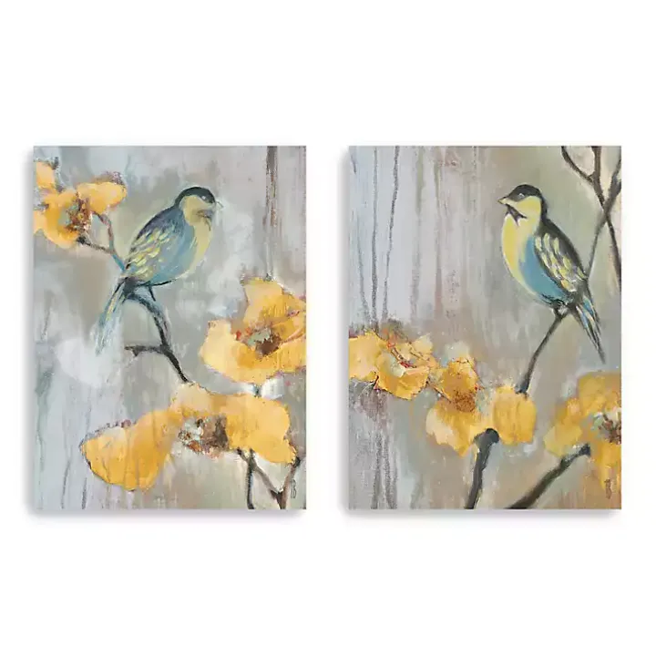 Bluebirds and Blossoms Canvas Art Prints, Set of 2