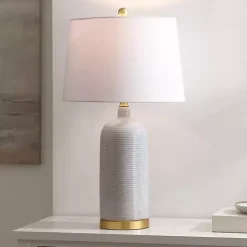 Blue-Gray Striations Ceramic Table Lamp