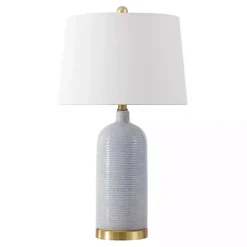 Blue-Gray Striations Ceramic Table Lamp
