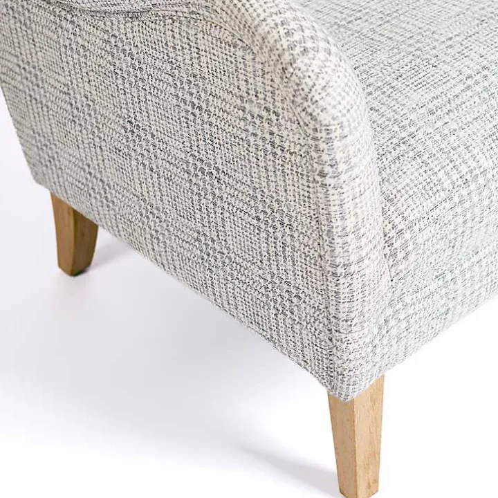 Blue-Grey Houndstooth 2-pc. Chair and Ottoman Set