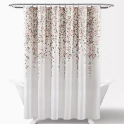 Blush and Gray Weeping Flower Shower Curtain