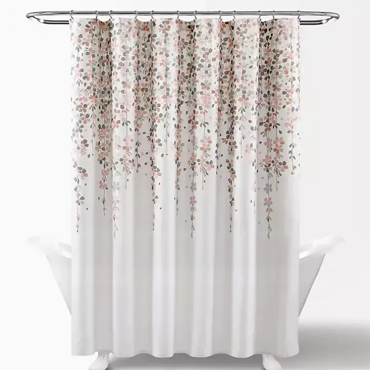 Blush and Gray Weeping Flower Shower Curtain