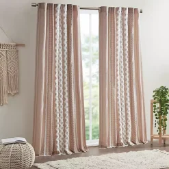 Blush Chenille Stripe Curtain Panel, 84 in.