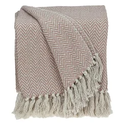Blush Chevron Cotton Handloomed Tassel Throw