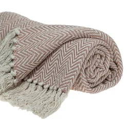 Blush Chevron Cotton Handloomed Tassel Throw