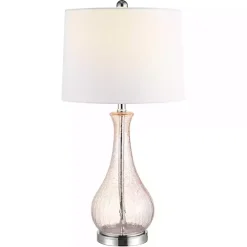 Blush Crackle Glass Teardrop Table Lamp