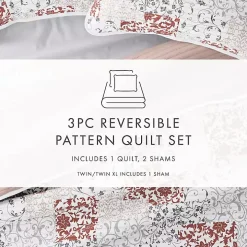 Blush Patchwork Reversible 3-pc. King Quilt Set