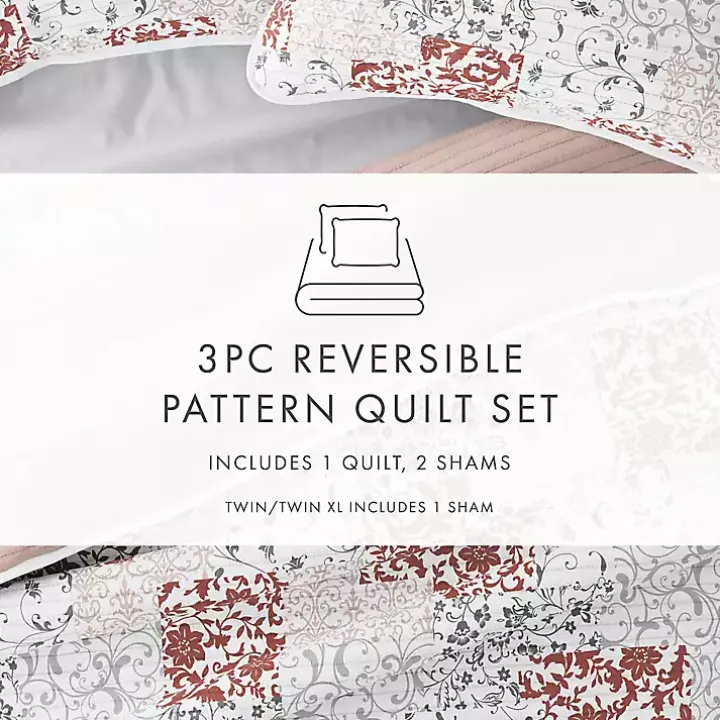 Blush Patchwork Reversible 3-pc. King Quilt Set