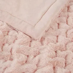 Blush Ruched Faux Fur Throw