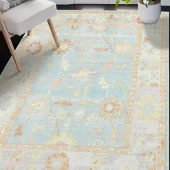 Bohemian Gretna Aqua Beige Accent Rug, 2x3