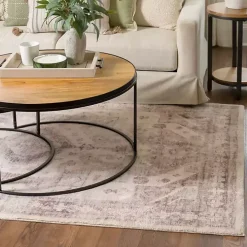 Bone Rosette Area Rug, 5x7