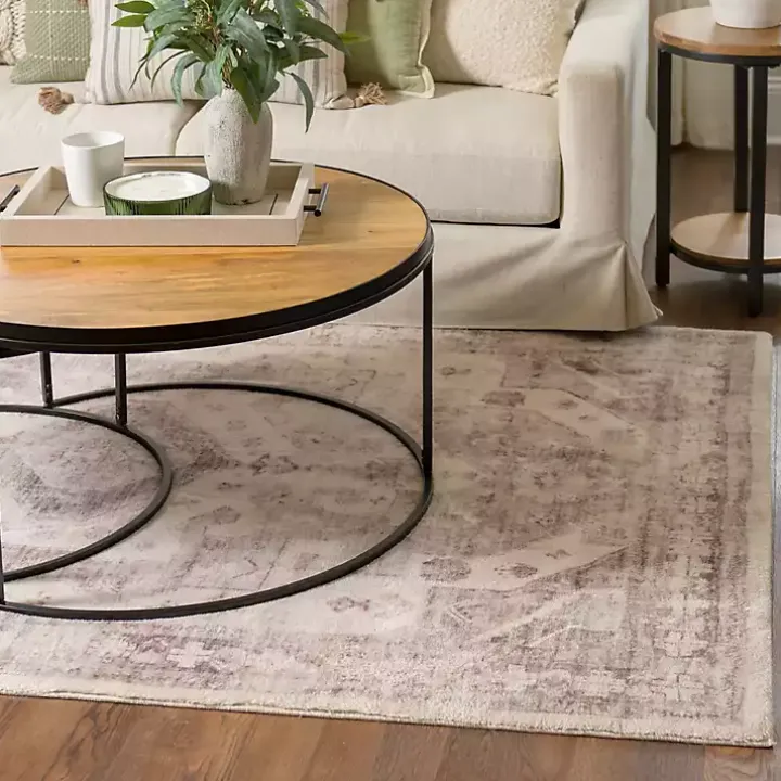 Bone Rosette Area Rug, 5x7