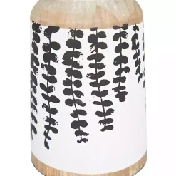 Botanical Wood Pillar Candle Holders, Set of 2