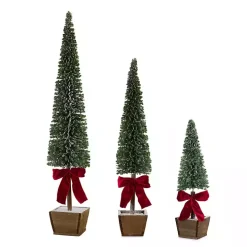 Bottle Brush Pine Christmas Trees, Set of 3