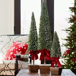 Bottle Brush Pine Christmas Trees, Set of 3