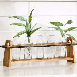 Bottle Vase Runner with Wooden Stand
