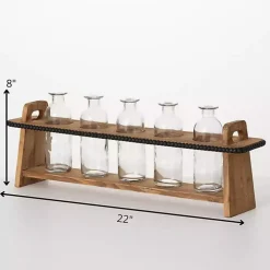 Bottle Vase Runner with Wooden Stand