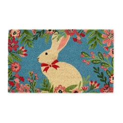 Bow Tie Bunny Floral Doormat