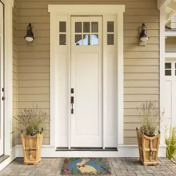 Bow Tie Bunny Floral Doormat