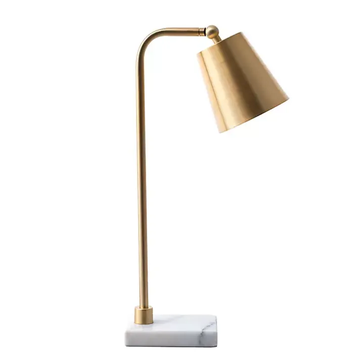 Brass Cone Desk Lamp with Marble Base