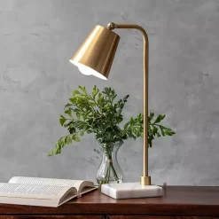 Brass Cone Desk Lamp with Marble Base