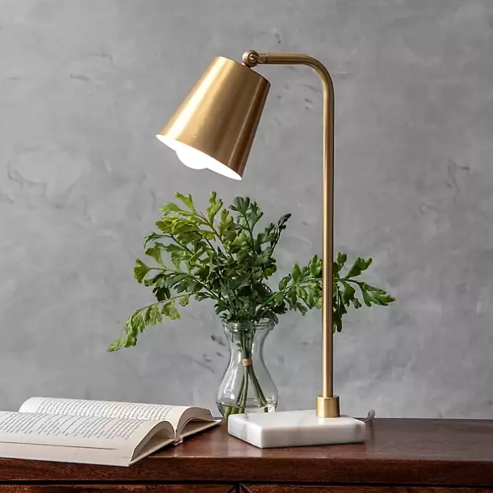 Brass Cone Desk Lamp with Marble Base