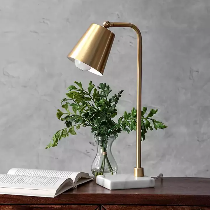 Brass Cone Desk Lamp with Marble Base